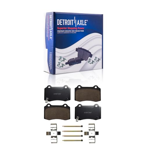 Image of Detroit Axle - Rear Brake Pads for Jeep Grand Cherokee Dodge Charger | Chrysler 300 Dodge Magnum Challenger Chevy Camaro Cadillac CTS STS Tesla Model S Model X, Ceramic Brake Pads w /Hardware