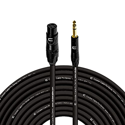 Balanced XLR Cable Female to 1/4" TRS Male - 100 Feet Black - Pro 3-Pin Microphone Connector for Powered Speakers, Audio Interface or Mixer for Live Performance & Recording