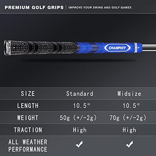 Image of Champkey MCS Golf Grips Set of 13 (5 Oz Solvent,Blade,15 Tapes & Vise Clamp Available)-Choose Between 13 Grips & All Repair Kits and 13 Grips & 15 Tapes