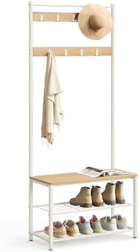 (-19%) VASAGLE Garderobenständer, mit Sitzfläche, 3 Ablagen, Höhe 177 cm