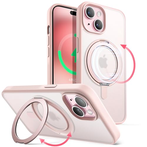 Image of JETech 360 Rotatable Ring Stand Case for iPhone 15 Plus, Pink