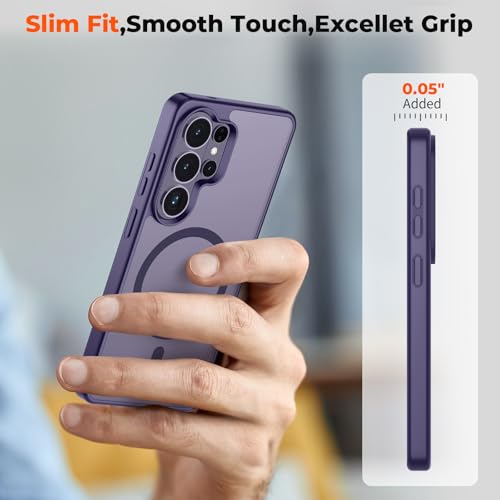 Image of SUPFINE Magnetic for Samsung Galaxy S26 Ultra Case with Screen Protector, (Built-in Magnets) (Military Grade Drop Protection) Slim Translucent Shockproof Phone Case,Dark Purple