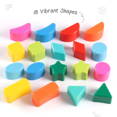 Image of INTELLIBABY Premium 18 Pcs Shape Sorter Cube-Montessori Sensory Learning & Stacking Toy for Babies & Toddlers 1-5 Years, Brain & Cognitive Development,Activity & Educational Toy for Kids,Birthday Gift