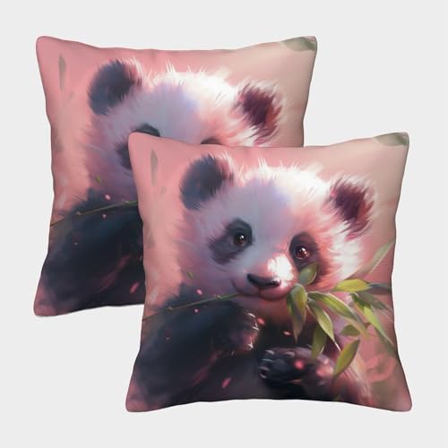 2PCS Fundas de Almohada Cuadrada de Panda Gigante Impresa en 3D, 2PCS Fundas de Almohada Decorativa súper Suave, Paquete de 2 para sofá Cama de 50 x 50 cm