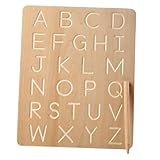 Kisangel Tablero de Trazado de Letras de Madera para Educativo de Aprendizaje del Alfabeto Tablero de Práctica Seguro y Pulido Juguete Didáctico para Reconocimiento Infantil