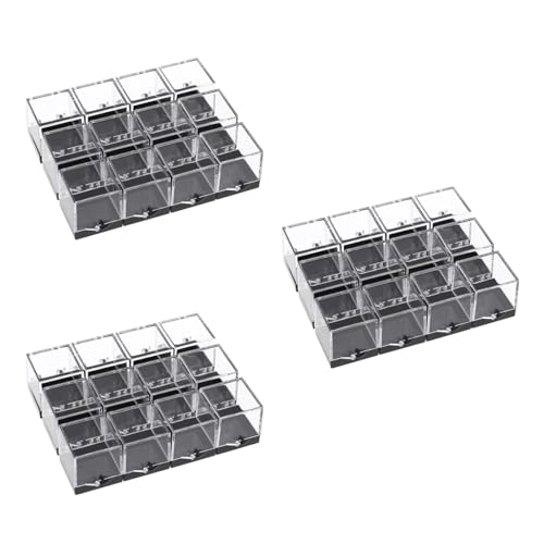 Zerodeko 3sets Small Square Box Mini Display Storage Case Bins for Organizing Specimen Storage Specimen Container Easy to Clean 12pcs*3