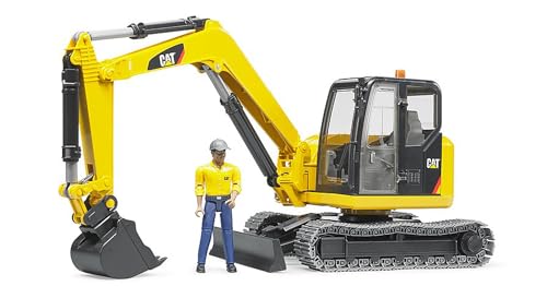 bruder 02466 - Cat Minibagger mit Bauarbeiter - 1:16 Baufahrzeug,...