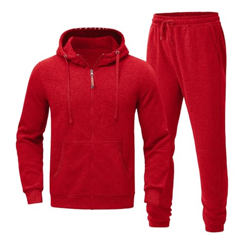 Men's Athletic Sets 2 Piece Outfits Casual Zip Up Long Sleeve Shirt and Long Pants Set Loose Fit Workout Tracksuits
