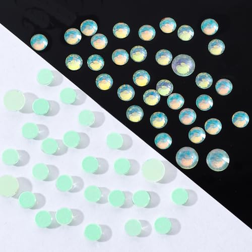 Image of F Light Green Flatback Rhinestones, Glass Rhinestones for Nail Art and Craft, Glue Fix, Loose Crystal Gemstones(F Light Green, SS20, 1440pcs, 4.6-4.8mm)