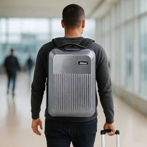 Image of Tukzer Hard Shell Laptop Travel Backpack Aliens Series-Polycarbonate Material with 7 Multi-utility Compartments for Laptops up to 15.6 inch,Tablets, ipad, smartphones,powerbank,HDD for Office & travel-BLK