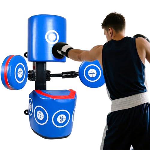 INNOLIFE Multi-Point Sparring EVA Speed Boxing Target Practice Target Columns Rebound Shock Absorption Speed Bar Wall Heavy-Duty Punching Bags Human Battle Target Red Blue