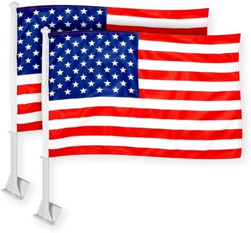 G128 2 Pack: American USA Sports Car Flag | 11x17 In | Double Lit...