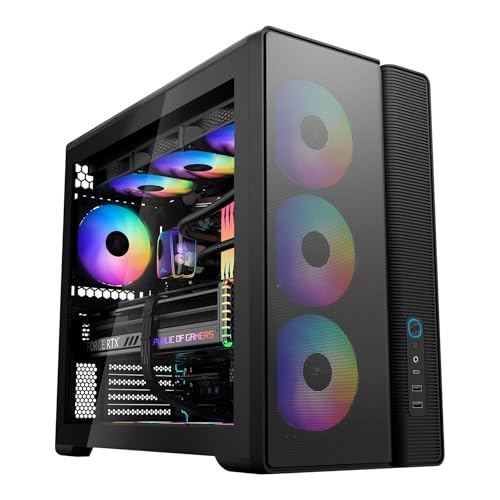 Image of SAMA S50 ATX Mid Tower Gaming PC Case, 4 ARGB PWM Fans, USB-C, Black | High Airflow Mesh Gaming Computer Case, Back-Connect Ready, 410mm GPU & 360mm AIO Support, GPU Bracket, 47mm Cable Management