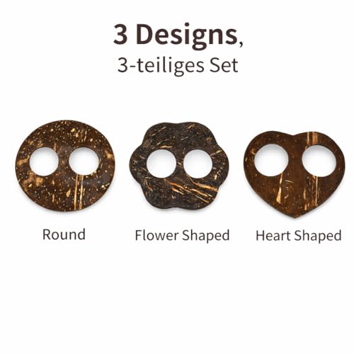 Mienloco 3er Set Sarongschnalle Sarongschliesse aus Kokos zum Sarong binden