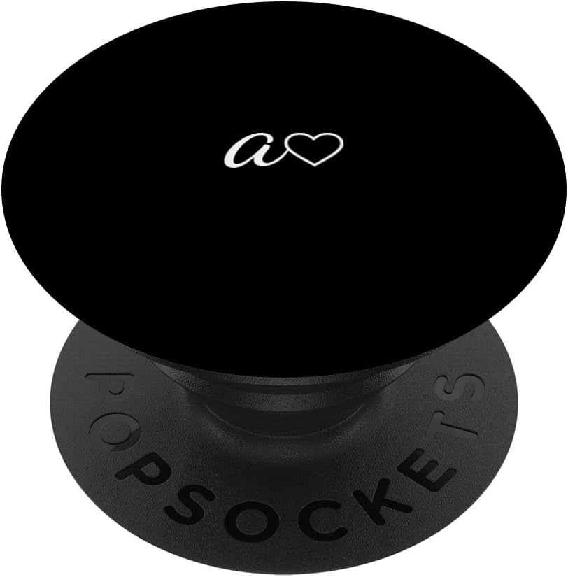 White Initial Letter A Heart Minimalist Black PopSockets Adhesive PopGrip