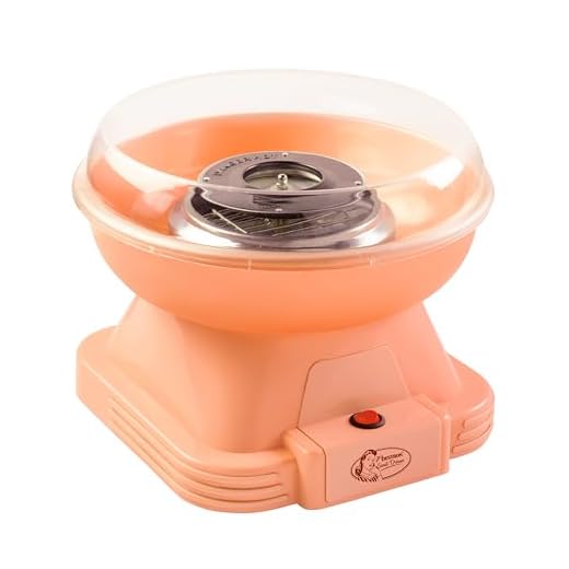 Bestron Máquina de Algodón de Azúcar, Cotton Candy Maker para el hogar, con 10 palitos y cuchara medidora, ideal para fiestas infantiles y diversión en casa, Sweet Dreams Collection, Color: Naranja