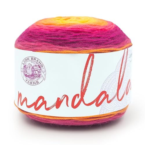 Image of Lion Brand Yarn, Mandala DK Lightweight Yarn for Knitting, Crochet, and Crafts, Fenrir, 1 Pack, Self-Striping Acrylic Fiber for Baby Blankets, Multicolor Shawls and Variegated Cardigans