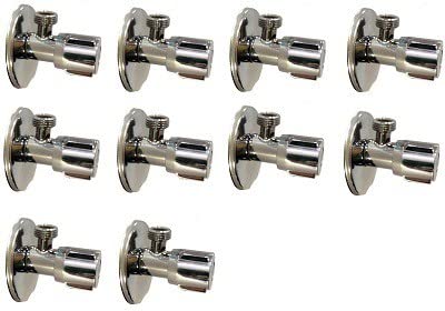 Spazio Stainless Steel Metro Angle Cock Bathroom Faucets Taps and Faucet Angular Stop Cock Wash Basin for Geyser Tap, Chrome Plated - Pack of 10 Bib Tap Faucet (Wall Mount Installation Type)