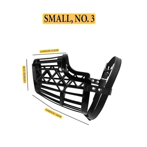Image of RvPaws Anti Biting Dog Muzzle Basket Cage Design Plastic Pet Muzzle Comfortable Barking Easy to Adjust Quick Release Buckle (No-3, Small)