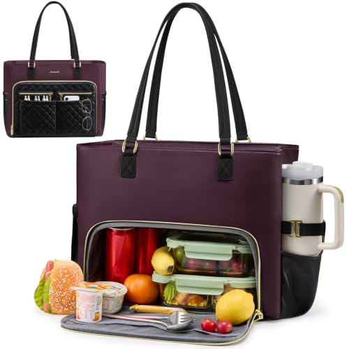 Image of LOVEVOOK Work Bag with Lunch Compartment, 15.6-Inch Teacher Tote for Women