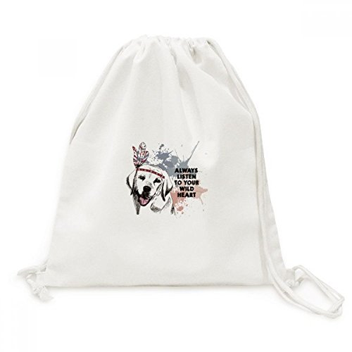 Sac de voyage en toile à cordon avec illustration aquarelle de chien par DIYthinker