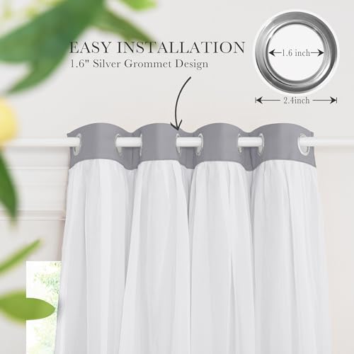 Image of PONY DANCE Living Room Curtains, 52 x 84 inches, Silver Grey, 2 PCs