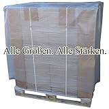  20 Palettenhauben (850mm x 1.250mm x 90mm / 100µ) Abdeckhaube. Palettenabdeckung. Schutzplane. Gewebeplane. Schrumpfhaube. Abdeckung wasserdicht.
