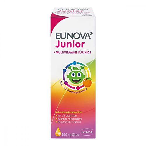 EUNOVA Junior - Multivitamin Sirup mit 12 Vitaminen und wichtigen Mineralstoffen - Nahrungsergänzungsmittel für Kinder ab 4 Jahren - 1 x 150 ml Cover