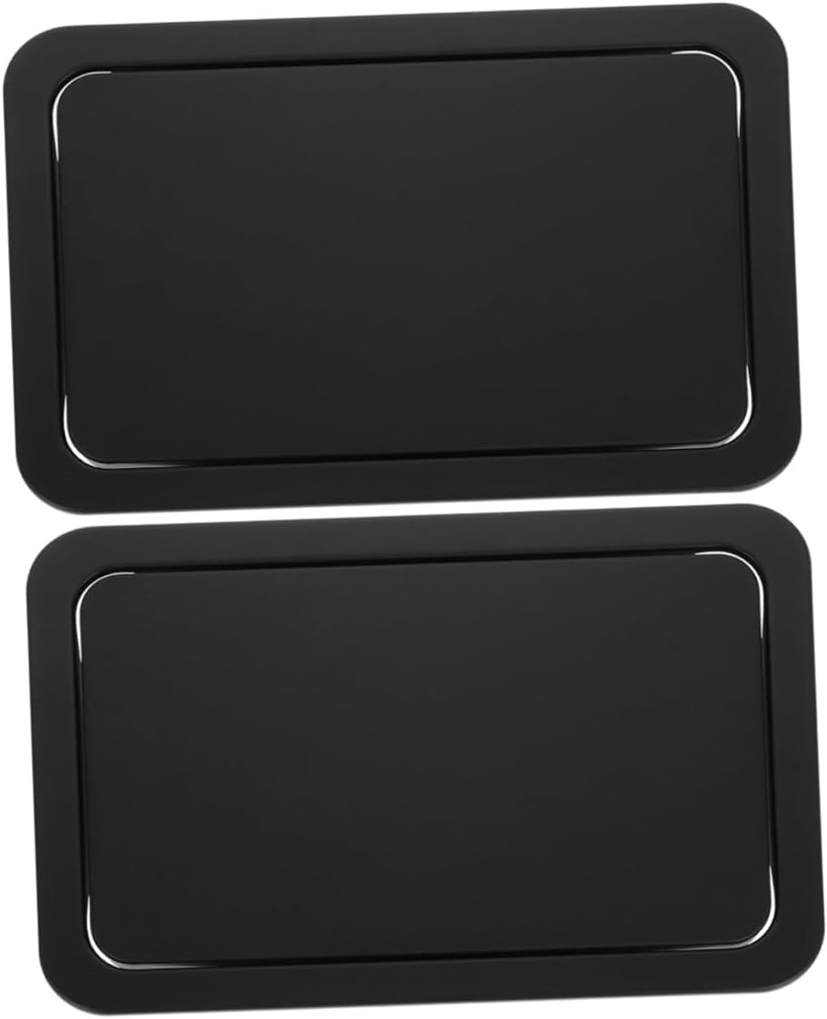 Operitacx 2pcs Recessed Trash Can Lid with Flap Cover 260x175mm Black Stainless Steel Countertop Garbage Disposal Drain Cover for Kitchen Waste Management