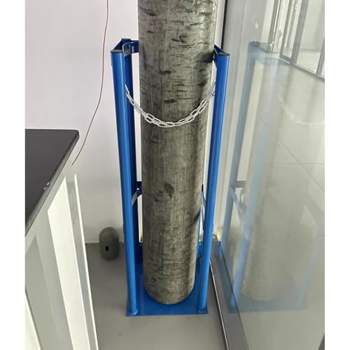 Estante fijo para bombonas de gas de 80 a 100 cm de alto, con cadena protectora y tornillos de fijación, organizador para almacenamiento y transporte de bombonas de gas (botella individual de 27 cm)