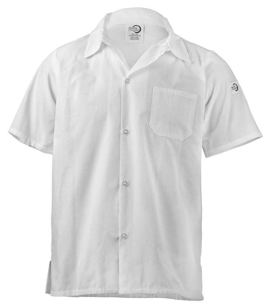 Mercer Culinary M60200WHS Millennia Unisex Cook Shirt with Wicking Mesh Back, Small, White