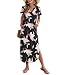 AUSELILY Damen Sommer Maxikleid Kurzarm V-Ausschnitt Lockeres Strandkleid mit Seitenschlitz für Urlaub Trichterwinde XL