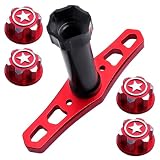 HobbyPark 17mm Hex Wheel Nuts Adapter with Wheel Hex Wrench Tool for Traxxas X-Maxx E-Revo E-Maxx Summit Monster Truck RC Tires (with Red Nuts)