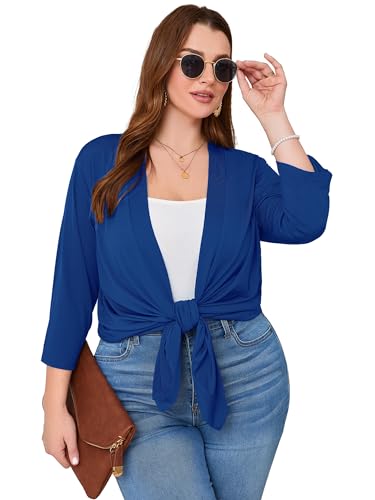 Image of AusLook Women's Plus Size Lightweight Open Front Cardigan 3 /4 Sleeve Cover Ups Shrugs Shawls and Wraps Kimono Jacket Coat