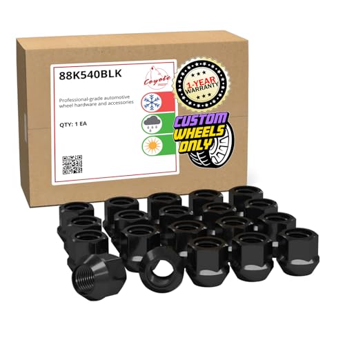 Image of Wheel Accessories Parts 20 Pcs 7 /16 inch-20 Thread Open End Bulge Acorn 21mm 0.84 inch Long Lug Nuts Black Chrome 3 /4 inch 19mm Hex Fits Many Classic Chevrolet, Buick, GMC, Pontiac Vehicles