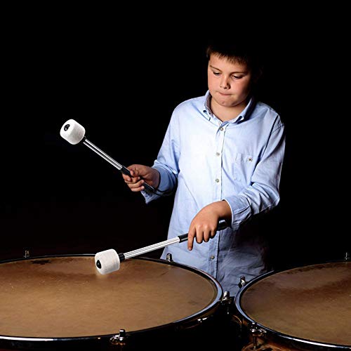 Gizhome 2 Pieces Bass Drum Mallet With Wool Felt Head Instrument Percussion Accessory For Marching Band Bass Drum, Beige White #TOP5
