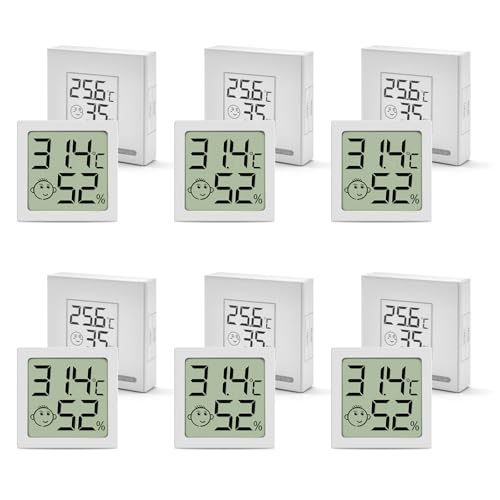 Thermometer Hygrometer Innen Set, Mini Digital LCD Luftfeuchtigkeitsmesser Zimmerthermometer Feuchtigkeitsmessgerät für Wohnzimmer Büro Babyzimmer...