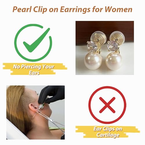 Wedding Earrings for Bride Pearl Clip on Earrings for Women Dainty Gold Non Pierced Bridal Dress Jewelry Wedding Dresses for Bride4