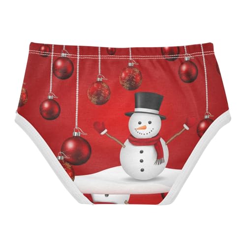 Girls Underwear Toddlers 2t Cotton Little Girl Panties Aesthetic Briefs Kids Undies Christmas Snowman Balls Red2