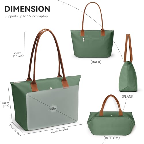 KALIDI Handtasche Damen Groß Shopper Tasche Damen Tote Bag Wasserdicht Arbeitstasche Schultertasche Für Arbeit Büro Reisen Einkaufen Schule (green)
