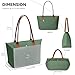 KALIDI Tote Bag for Women Nylon Top-Handle Purse,Shoulder Hobo handBag with Zipper Leisure Foldable Weekend Green
