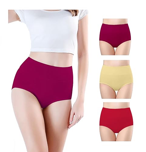 Image of Combo Women's High Waisted Cotton Hipster Panty Ladies Soft Panties l Women Cotton Hipster Panty l Women's Seamless High l Women Underwear - (Pack of 3)