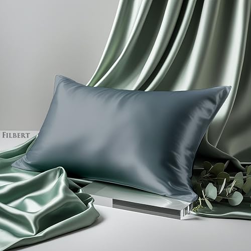 Image of Filbert Premium Satin Pillow Covers | Silky Satin Nights Where Comfort Meets Glamour | Best Gifting Collection - 18 inchx28 inch Inch - Coin Grey