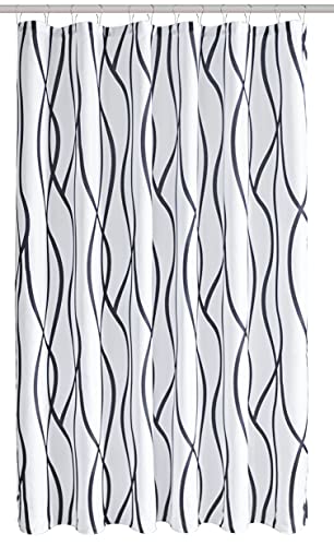 Biscaynebay Textured Fabric Shower Curtain 72 Inches by 72 Inches, Black Printed Dancing Bathroom Curtains Machine Washable