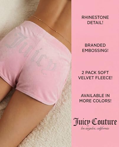 Image of Juicy Couture Women's 2-Pack Sleep and Lounge Velvet Fleece Dolphin Shorts