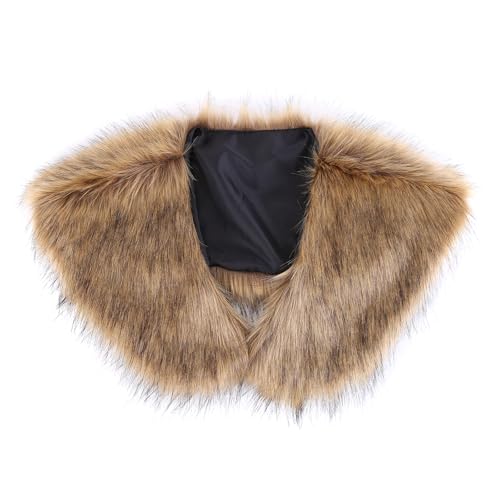 Asudaro Herren Wikinger Umhang mit Kunstfell – Schulterkragen für Mittelalter Krieger Kostüm, Kunstfell Kragen, Wikinger Krieger Schulterüberwurf Männer Schal Capelet Wrap Kostüm Accessoire Braun