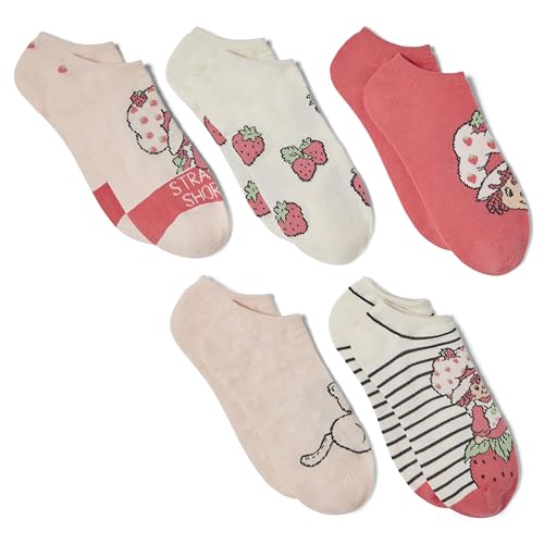Strawberry Shortcake Womens 5 Pack No Show Ankle Socks