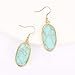 BaubleStar Natural Crystal Healing Birth Stone Drop Earrings for Women Turquoise Green Opal Gemstone Quartz Oval Dangle Earrings 14K Gold Plated Fashion Jewelry