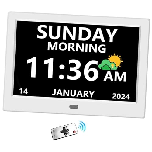 11-inch Digital Clock with Day and Date for Elderly Alzheimer's Clock Customizable Alarms 3 Display Modes Large Font Digital Clocks for Seniors Alarm Clocks Auto DST White