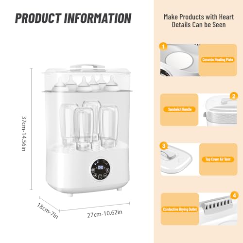 Dacimora Baby Bottle Dryer + Milk Warmer with Touch Screen and Auto Shut-Off 4-in-1 Bottle High Temperature 100°C Dryer for Baby Bottles, Baby Products and Sippy Accessories